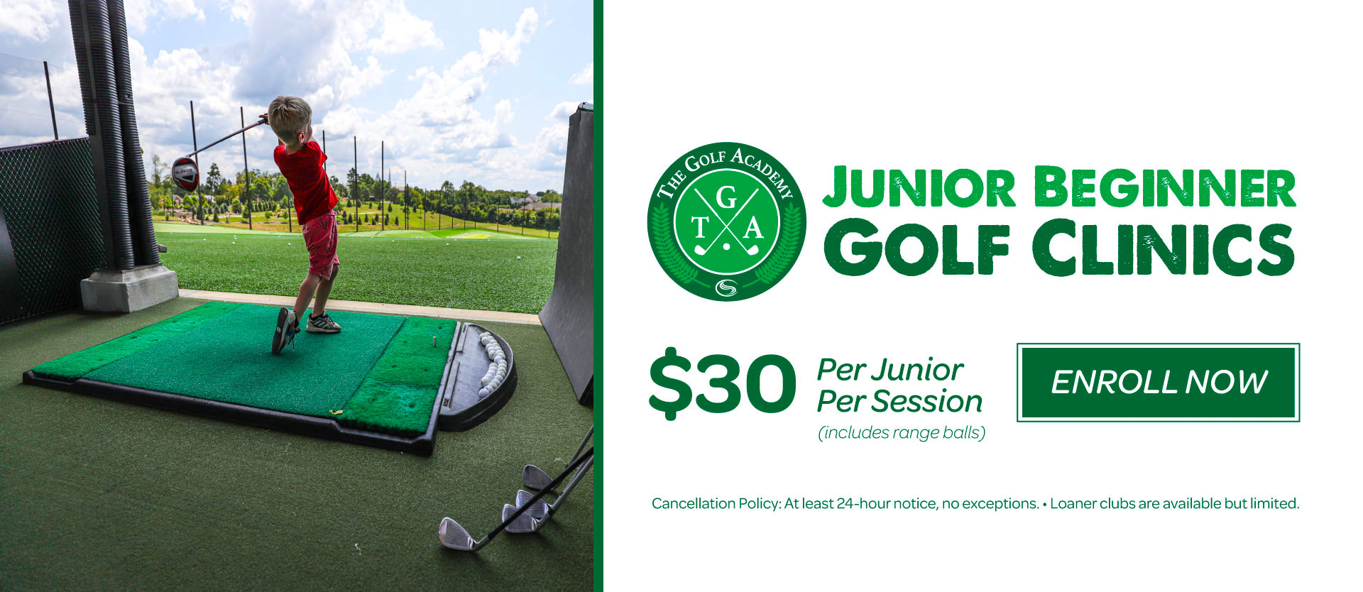 Junior Beginner Golf Clinics - Enroll now